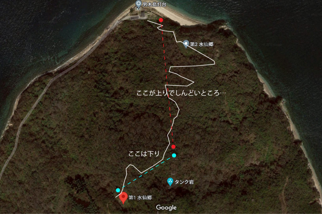灯台から男木島第一水仙郷への道