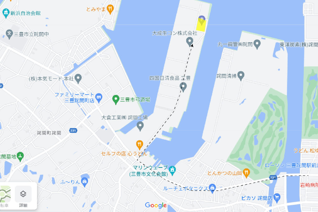 瀬戸芸粟島行き島経面臨時駐車場の場所