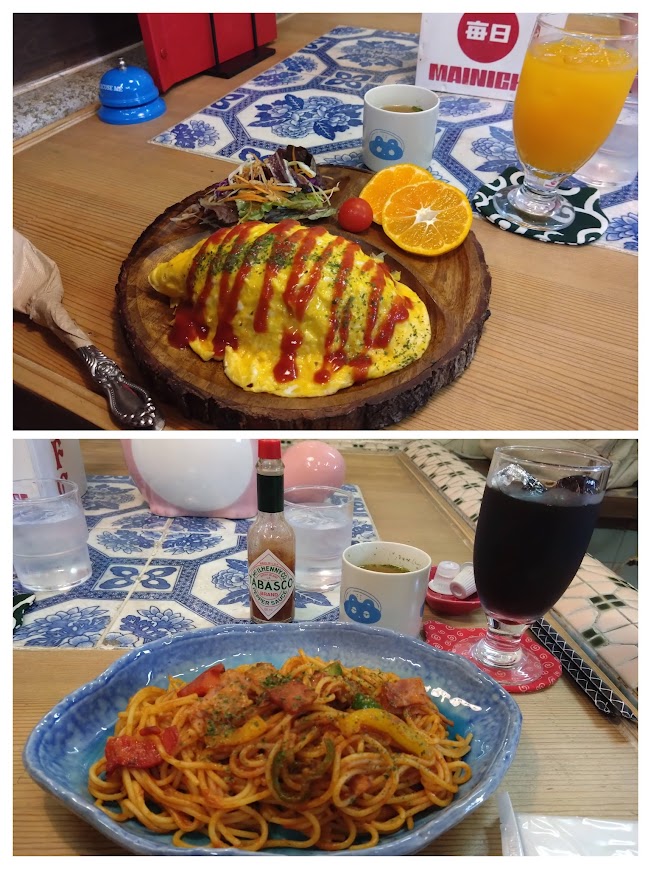 瀬戸芸高見島　多度津藝術喫茶清水温泉のオムライスナポリタン